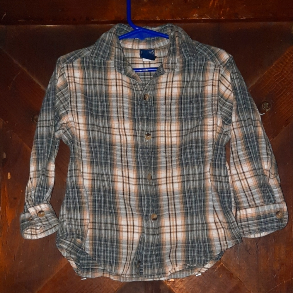 🍀3/15Boy's Land's End button down plaid shirt